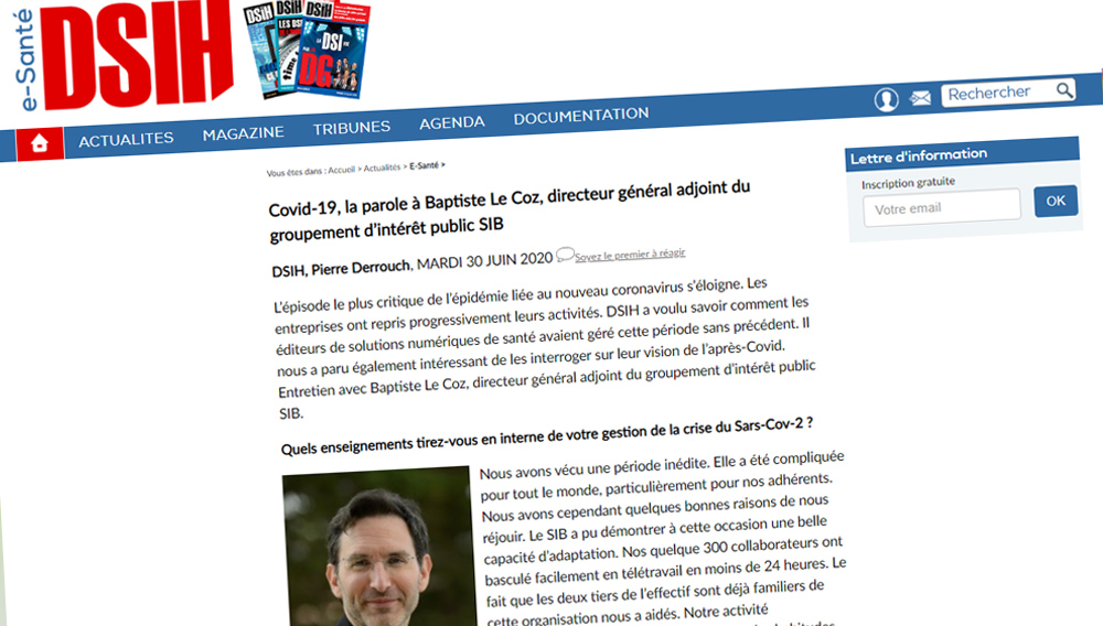 Covid-19, la parole à Baptiste Le Coz, directeur général adjoint du groupement d’intérêt public SIB